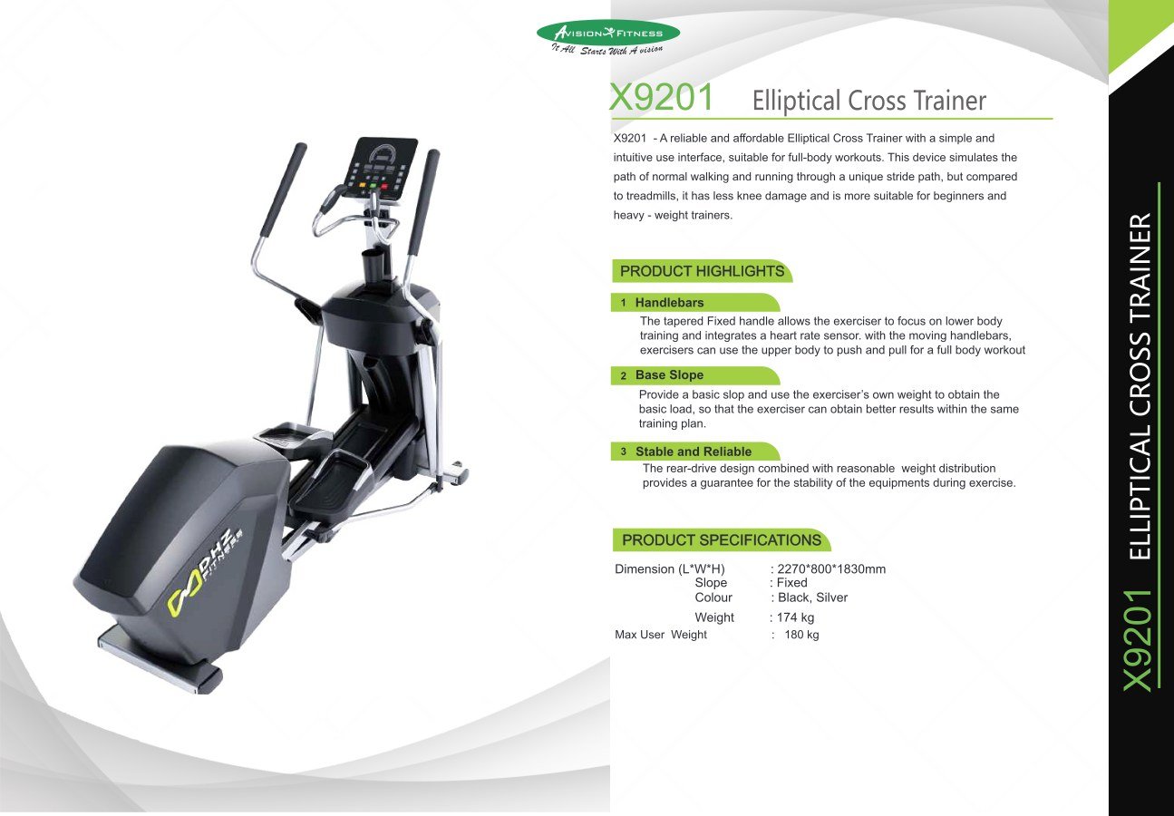 X9201 elliptical cross trainer from Avision April 2026 catalogue