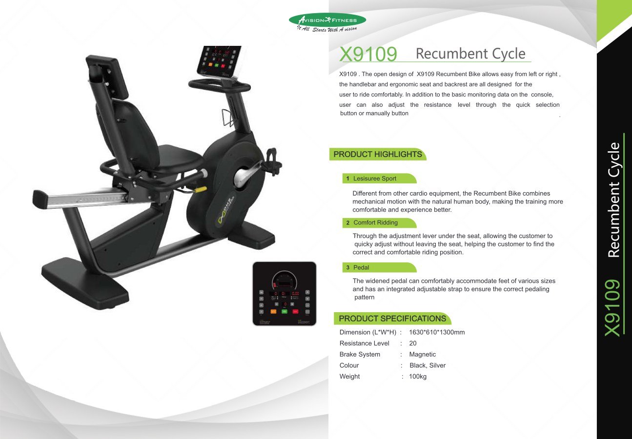 X9109 recumbent cycle from Avision April 2026 catalogue
